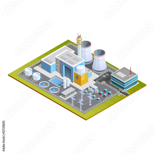 Isometric Image Of Nuclear Station