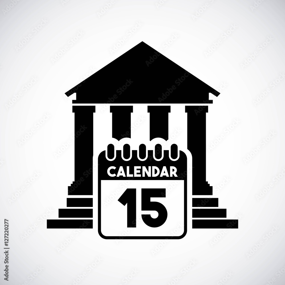 bank icon with calendar over white background. tax time design. vector illustration bank icon with calendar over white background. tax time design. vector illustration