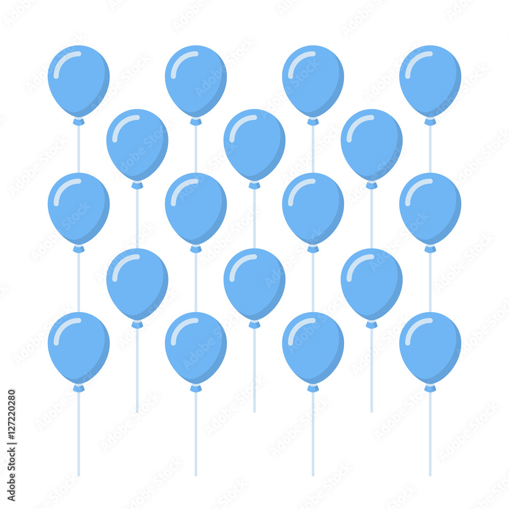 Blue Air Balloons Background. Isolated Flat Vector Illustration.
