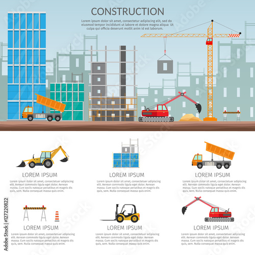 Set elements construction Concept of process construction building a house vector set isolated illustration background infographics