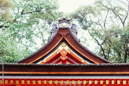 Japanese Red Temple in Kyoto Autumn season - Fushimi Inari Taisha Shrine.