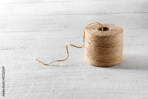 Ball or reel of coarse brown twine