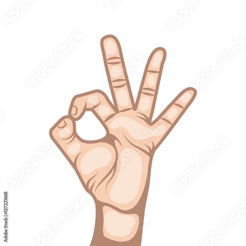 human hand with number gesture expression over white background. colorful design. vector illustration