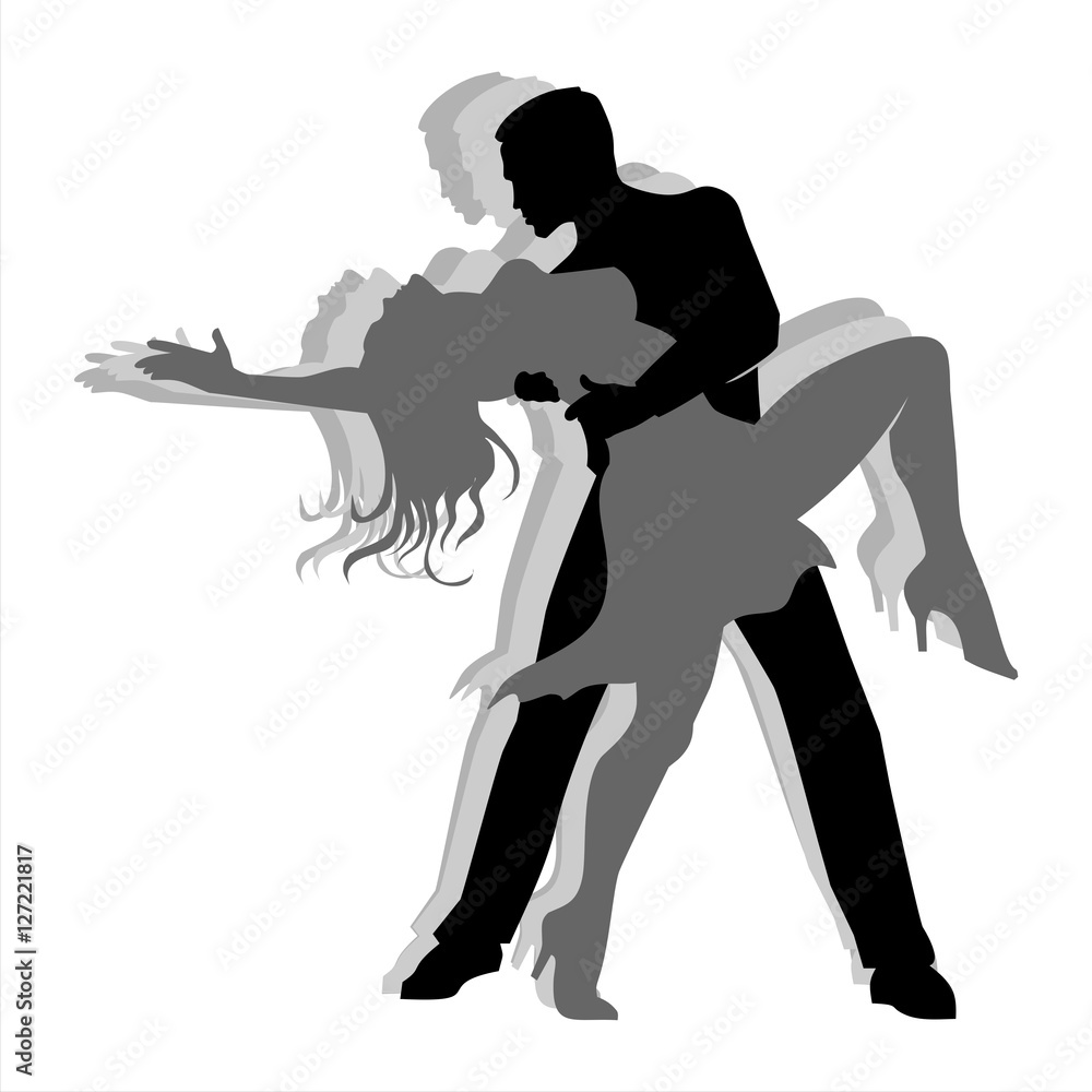 Silhouette of Couple dancing salsa Stock Vector | Adobe Stock