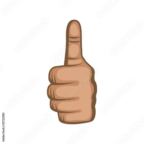 human hand with finger up good gesture over white background. colorful design. vector illustration