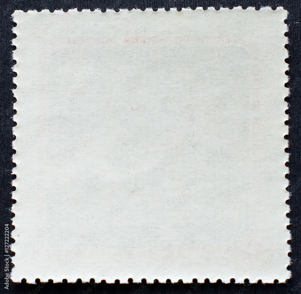 Square posted stamp reverse side with the edge of the sheet Square posted stamp reverse side with the edge of the sheet