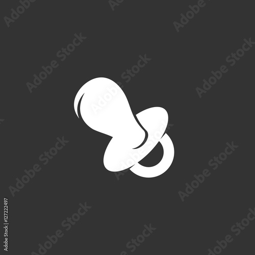 Baby pacifier logo on black background. Vector icon