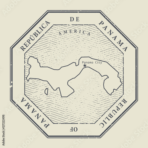 Stamp with the name and map of Panama