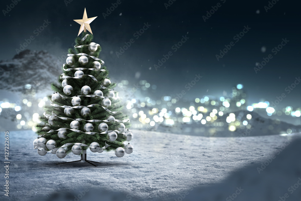 Stilvolle Weihnachtsbaum Mit Schnee Bildernie1374