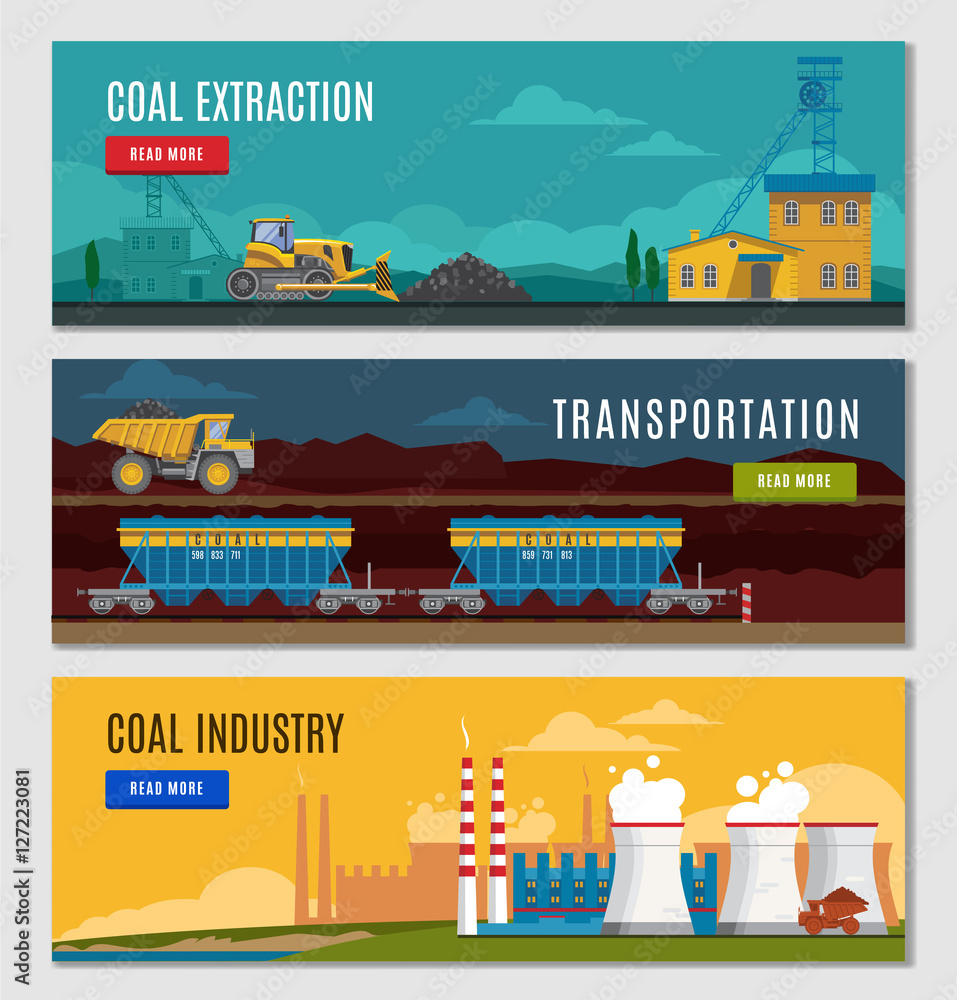 Coal Industry Banners Set