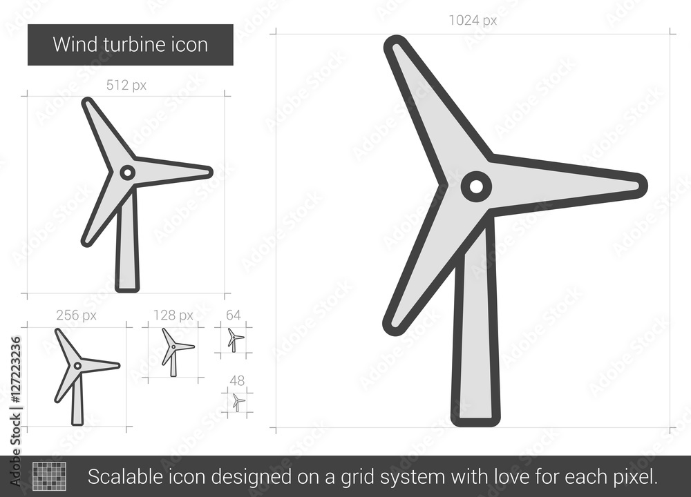 Wind turbine line icon.