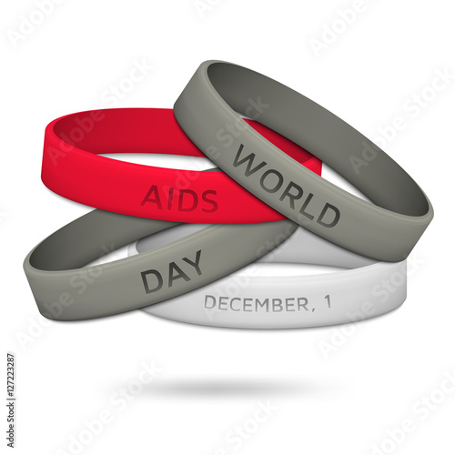 World AIDS Day, December 1st.  Poster with rubber wristbands. Vector illustration