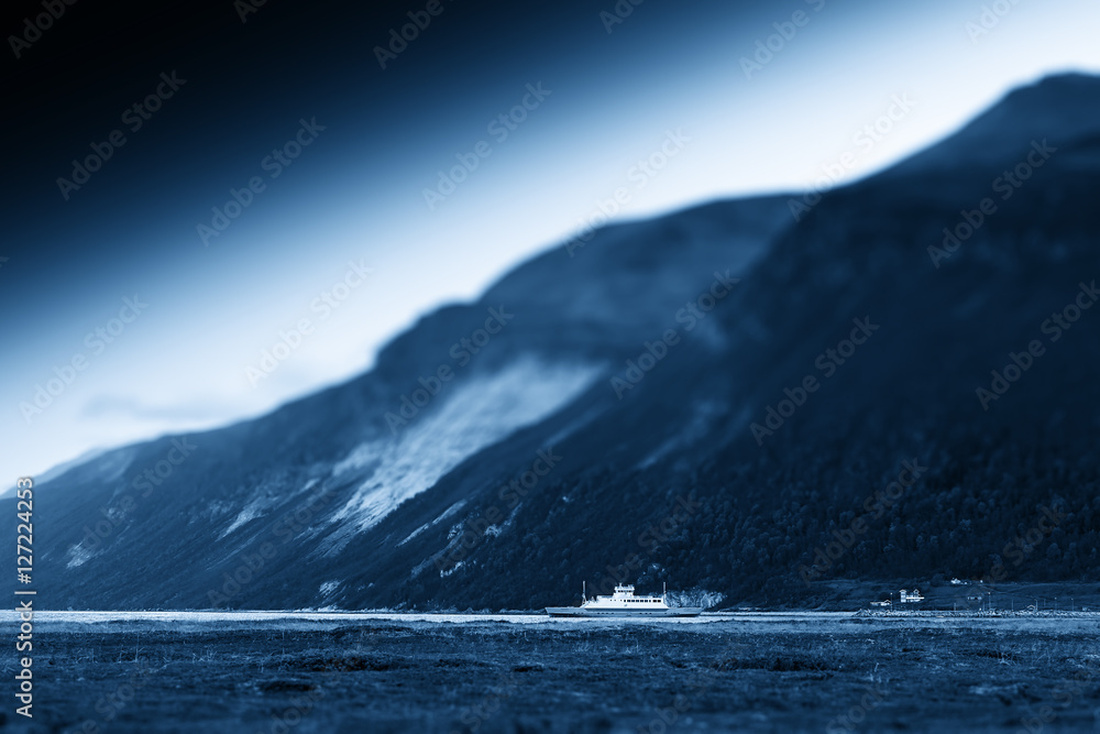 Arctic Norway ship postcard background