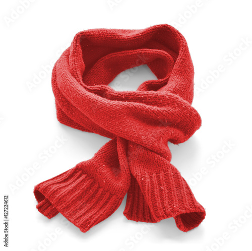 Red warm scarf on a white background photo