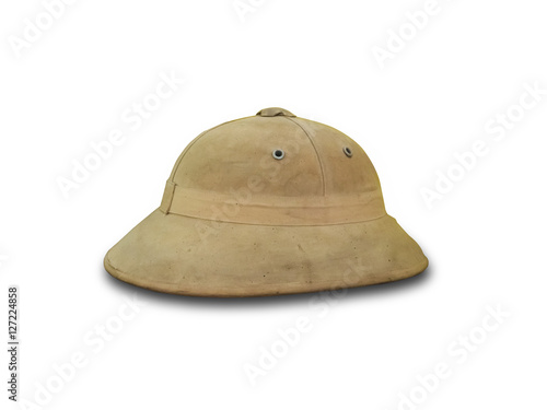 Antiquity cork helmet for tropical destination. Isolated on white background with clipping path