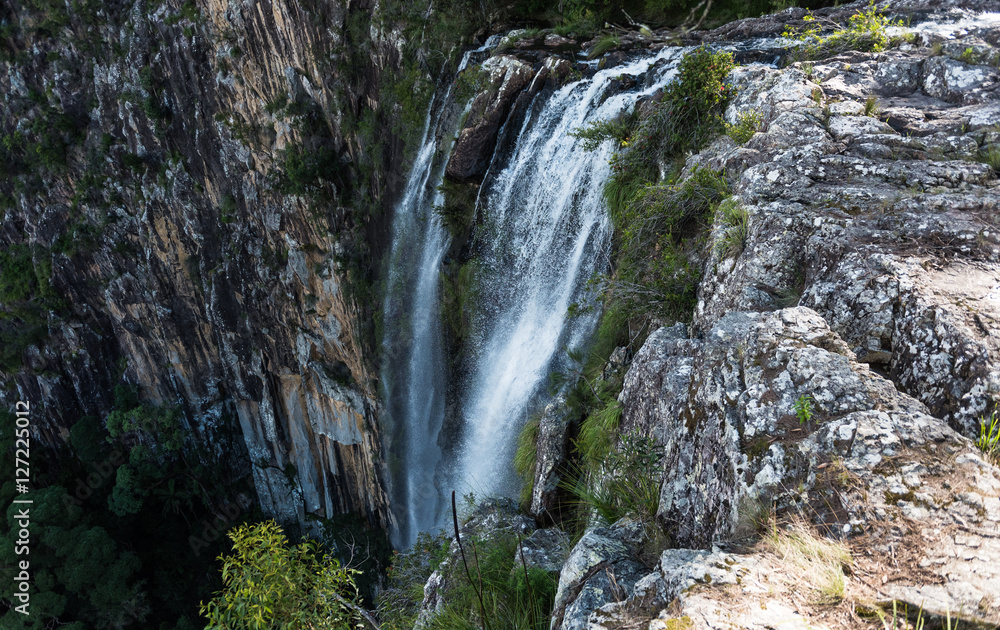 Looking down a waterfall in Nimbin, Australia