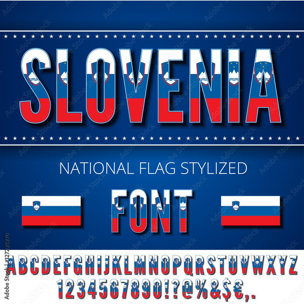 Naklejka premium National Flag Font