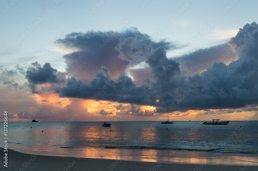 Boats and Sunset in Saint Lucia Boats and Sunset in Saint Lucia