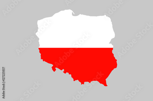 Obraz na płótnie Mapa Polski na szarym tle