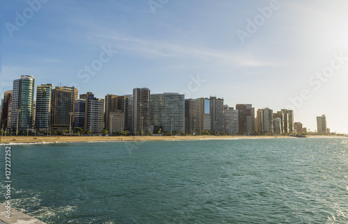Photo of Iracema beach skyline viewed from the sea, Fortaleza, Ceara, Brazil