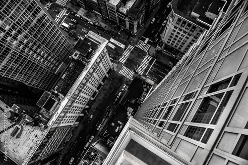 Top view from the skyscraper to city street in Manhattan Midtown in New York City