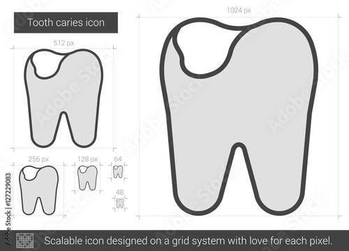 Tooth caries line icon.
