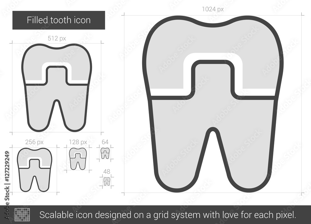 Filled tooth line icon. Filled tooth line icon.