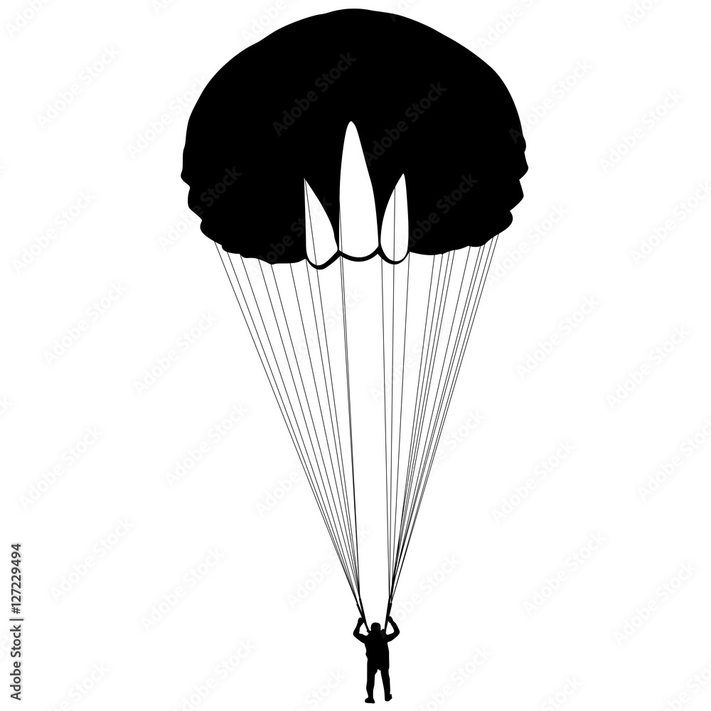 The Skydiver silhouettes parachuting a vector illustration. Stock ...