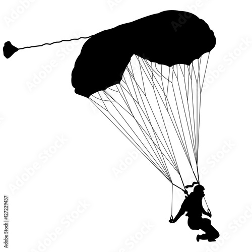 The Skydiver silhouettes parachuting a vector illustration.