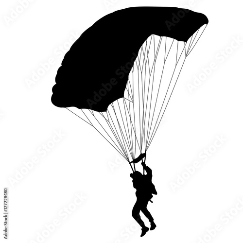 The Skydiver silhouettes parachuting a vector illustration.