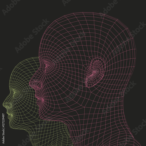 futuristic human heads