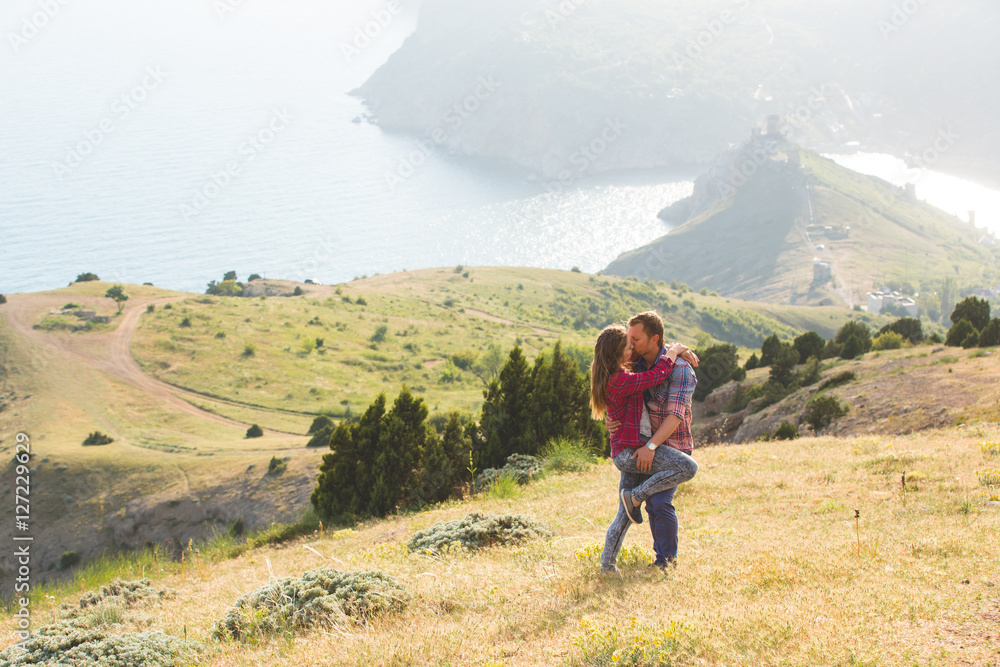 Loving couple at the mountain