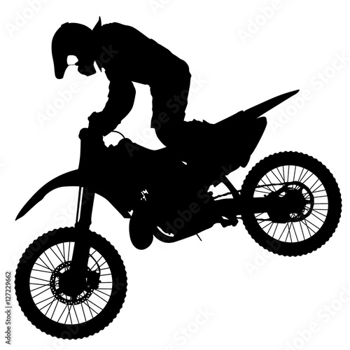 Silhouettes Rider participates motocross championship. Vector illustration