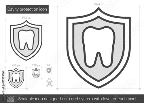 Cavity protection line icon.