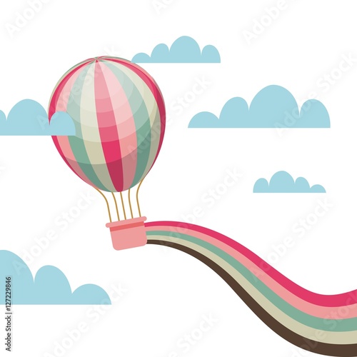air balloon vehicle over sky background. colorful design. vector illustration
