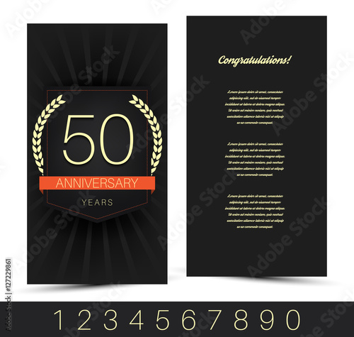 Anniversary 5th  10th  15th  20th  30th  40th  50th  60th invitation congratulation card. Vector illustration.