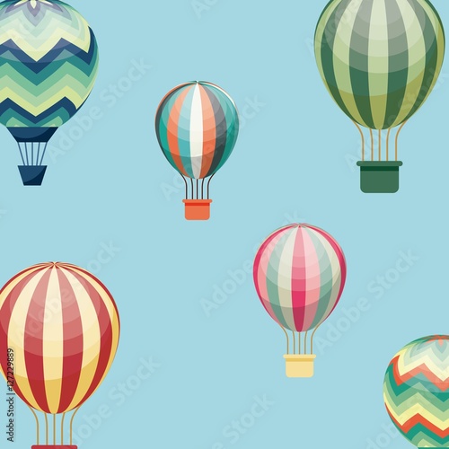air balloons vehicles over blue background. colorful design. vector illustration