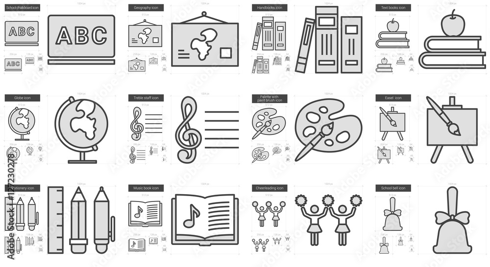 Education line icon set. Education line icon set.