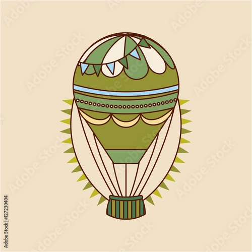 green air balloon vehicle . colorful design. vector illustration