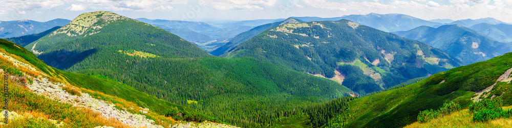 Carpathians mountains hills and summits in summer