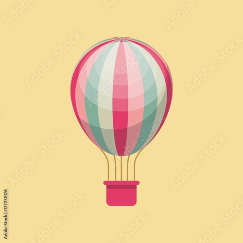 air balloon vehicle over yellow background. colorful design. vector illustration