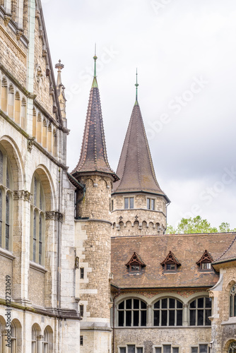 View of historic Zurich city center  on a summer day, Canton of Zurich, Switzerland.