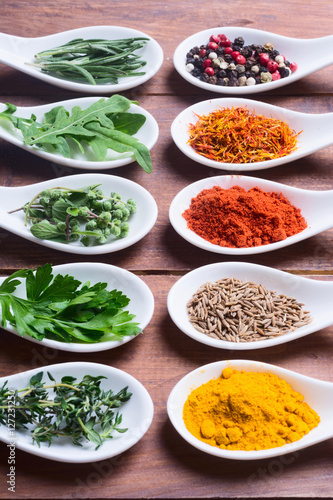 Fototapeta Naklejka Na Ścianę i Meble -  assortment of indian spices and herbs