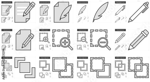 Content Edition line icon set.