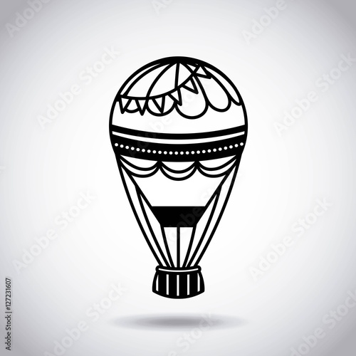 silhouette of air balloon vehicle. white and black design. vector illustration