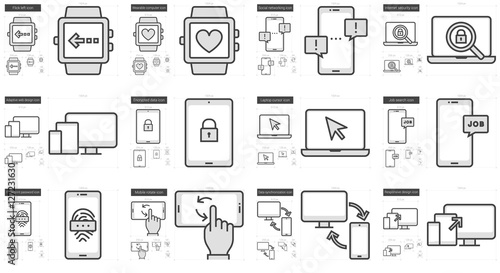 Mobility line icon set.