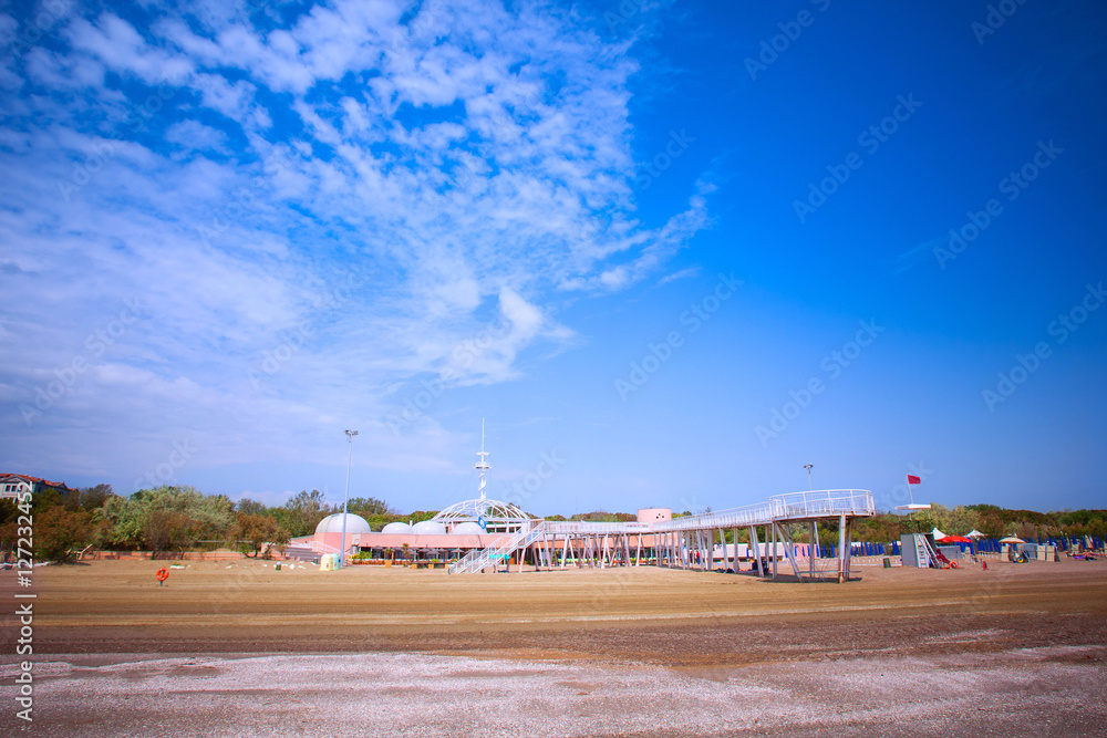 Fototapeta premium Winter. The famous Lido Beach in Venice, Italy.