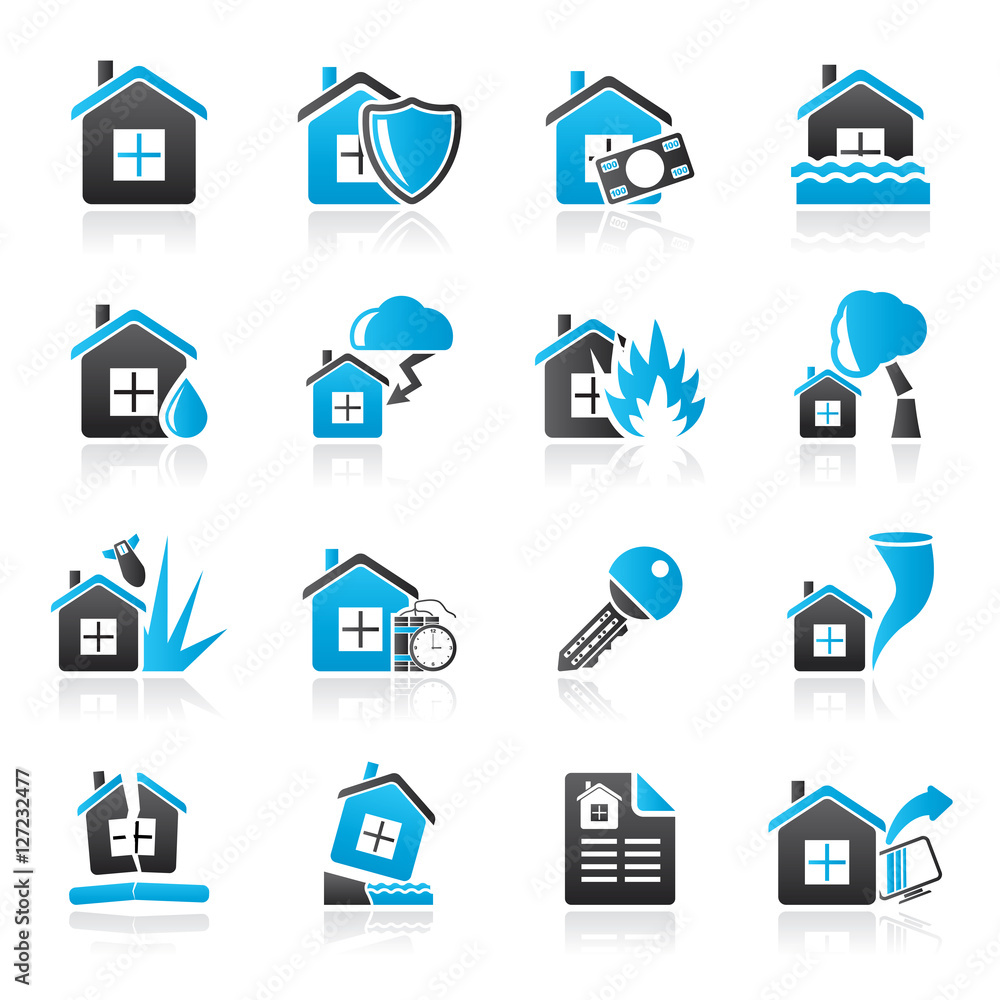 Home risk and insurance icons- vector icon set Home risk and insurance icons- vector icon set