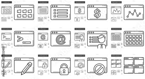 Application line icon set.