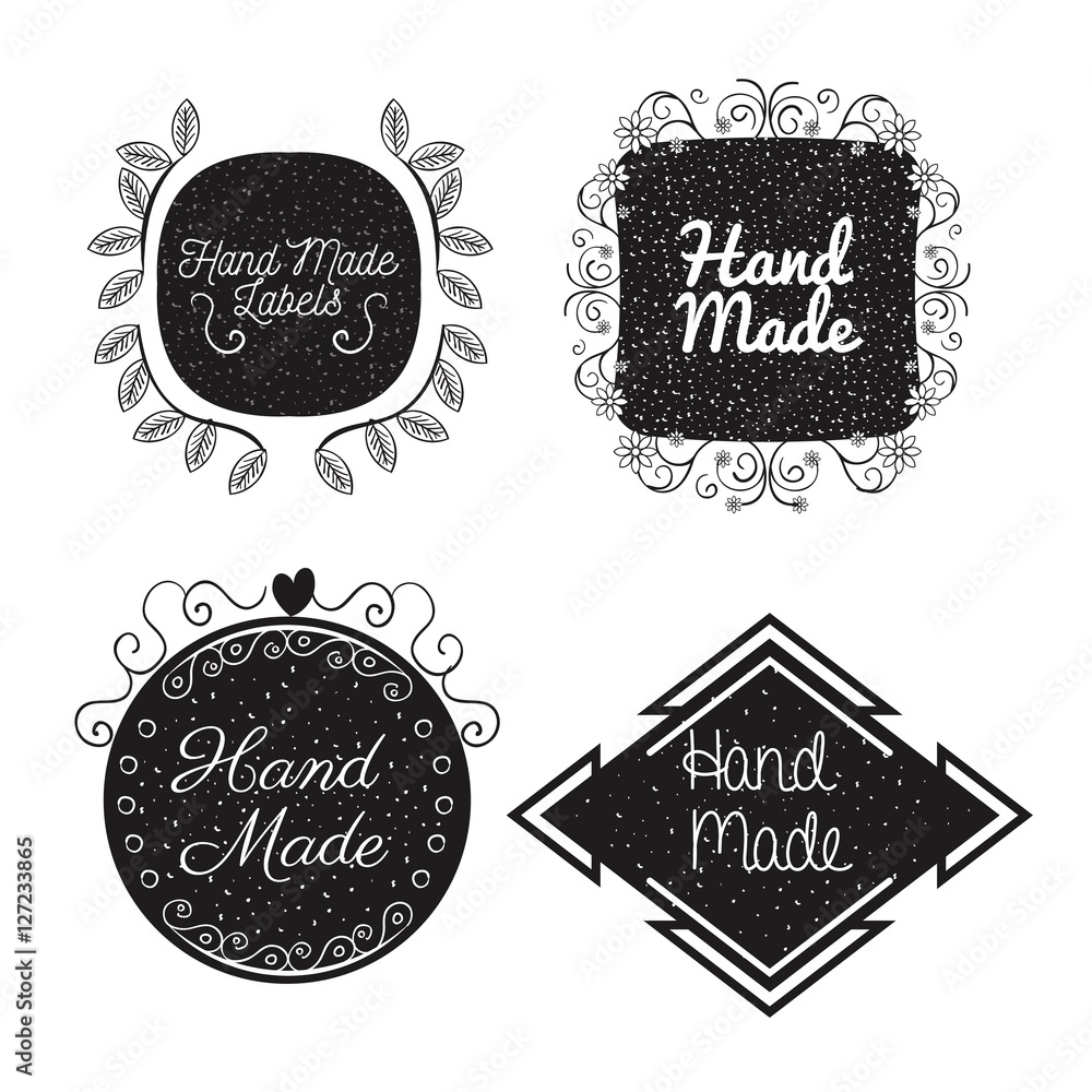 hand made labels monochrome icon vector illustration design